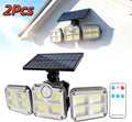3-Head LED Solar Motion Sensor Security Lights, 2 Pack