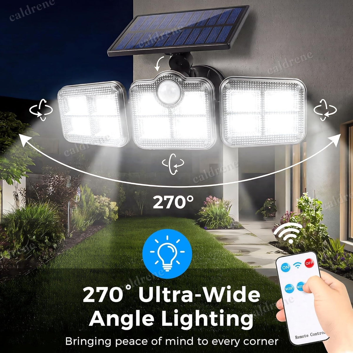 3-Head Solar Motion Sensor Security Light – view 2