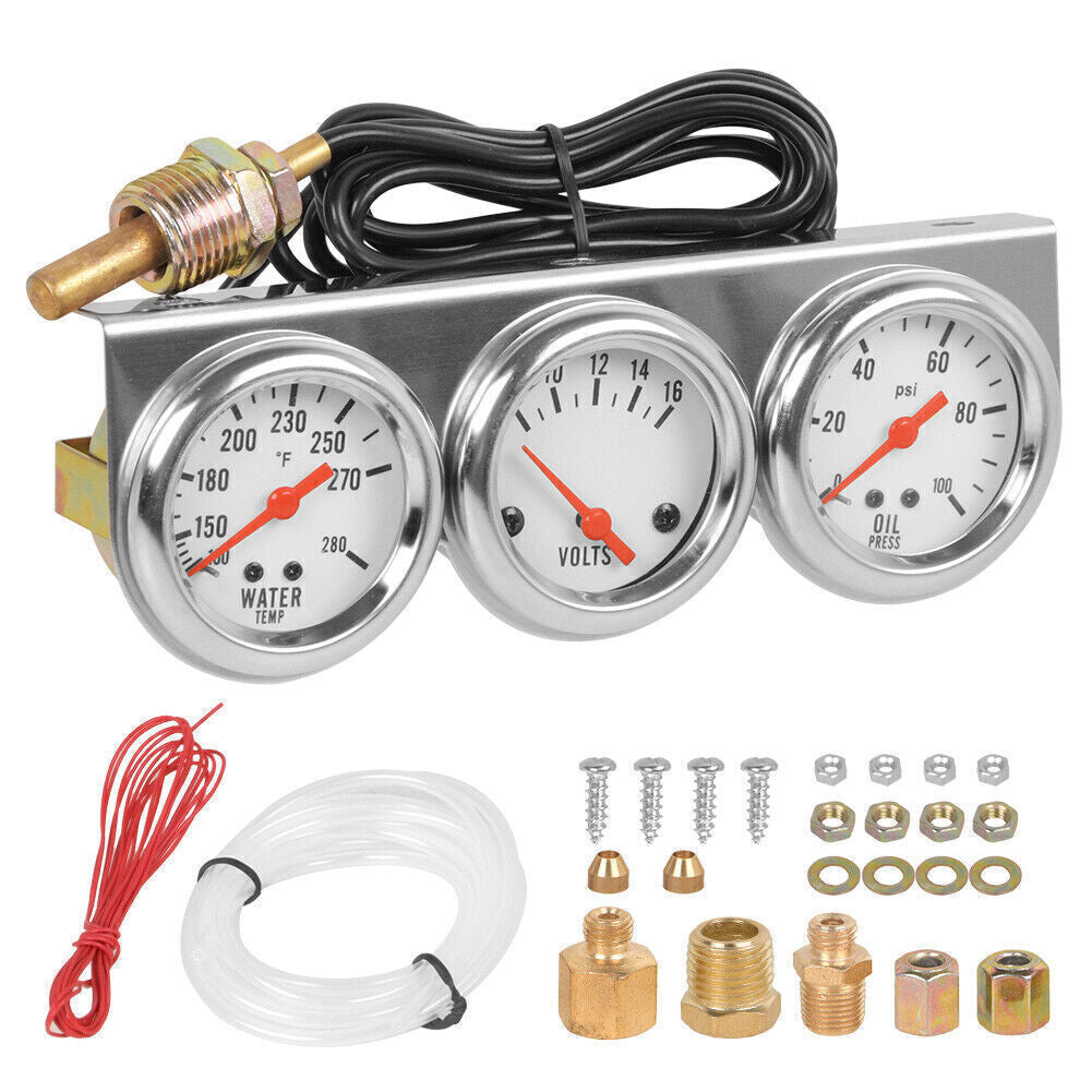 3-in-1 52mm Car Triple Gauge Set, Water Temp, Oil Pressure and Volt