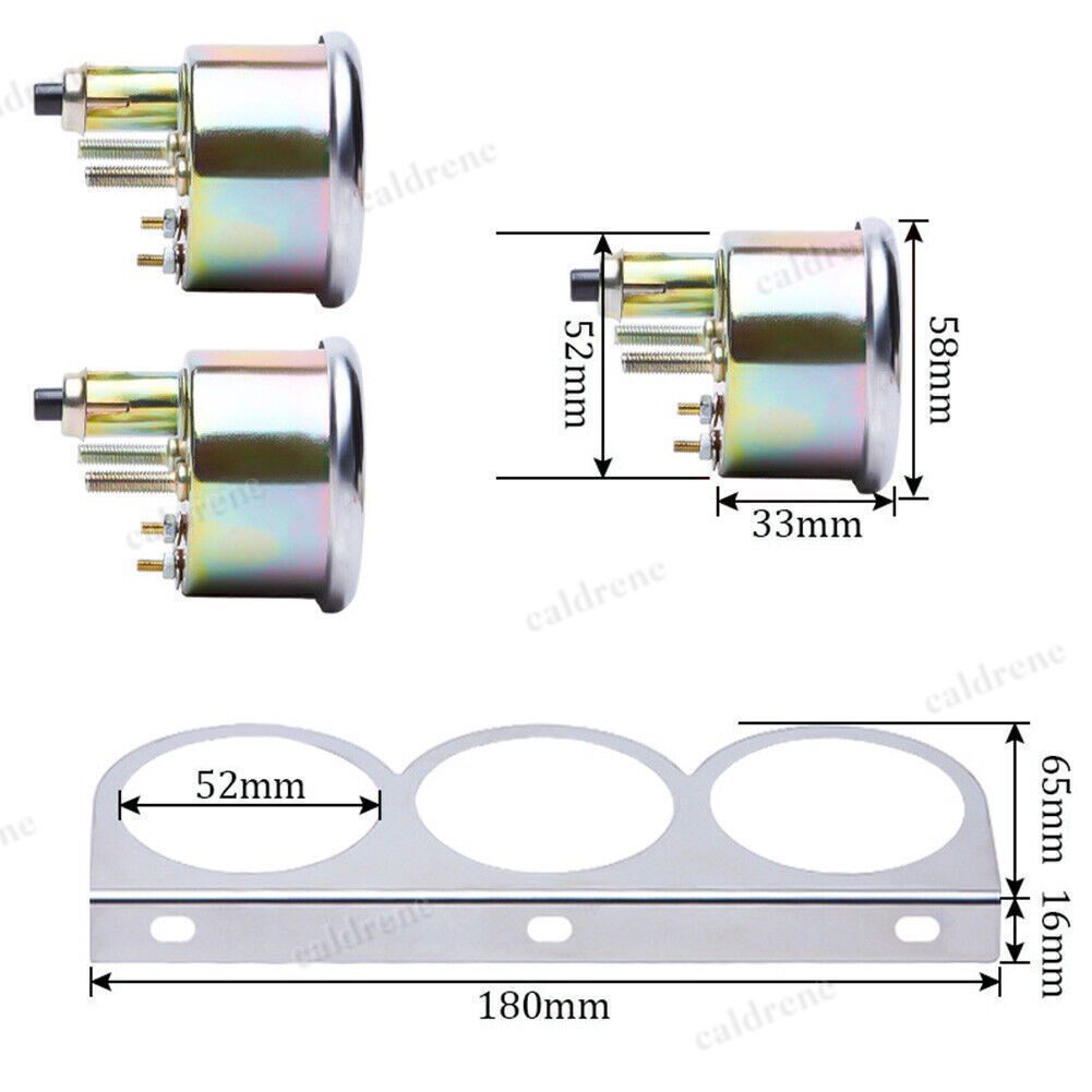 3-in-1 52mm Car Triple Gauge Set, Water Temp, Oil Pressure and Volt – view 2