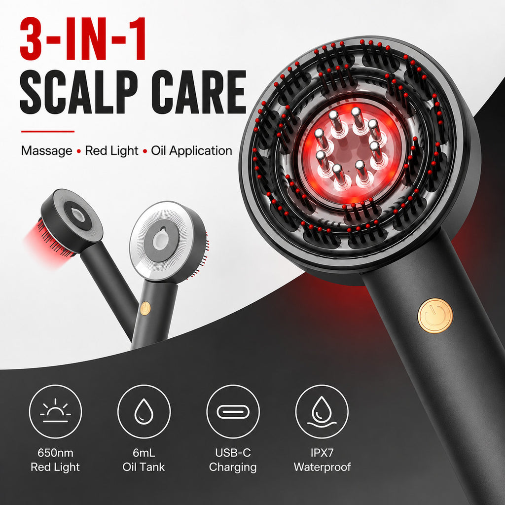 3-in-1 Red Light Scalp Massager and Oil Applicator, USB-C