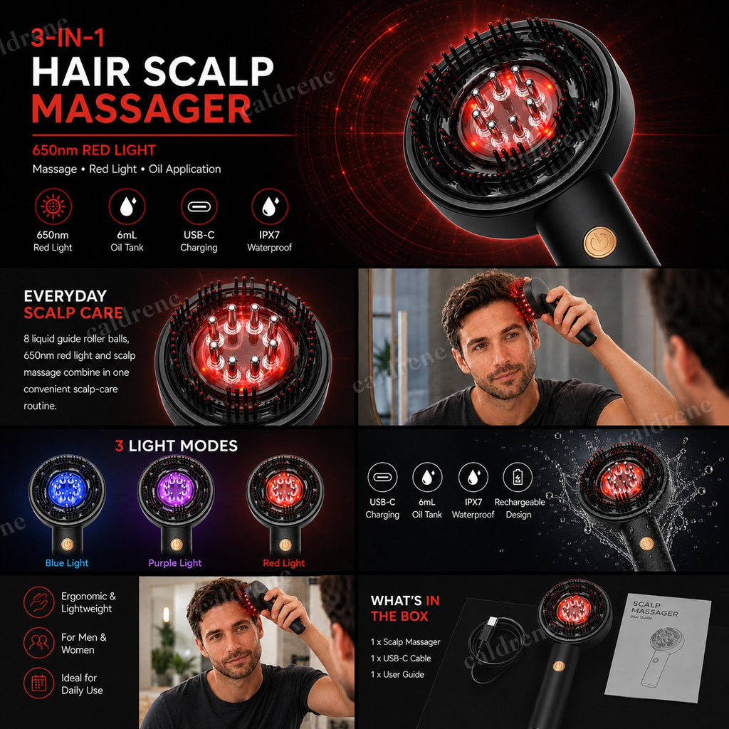 3-in-1 Red Light Scalp Massager and Oil Applicator, USB-C – view 2