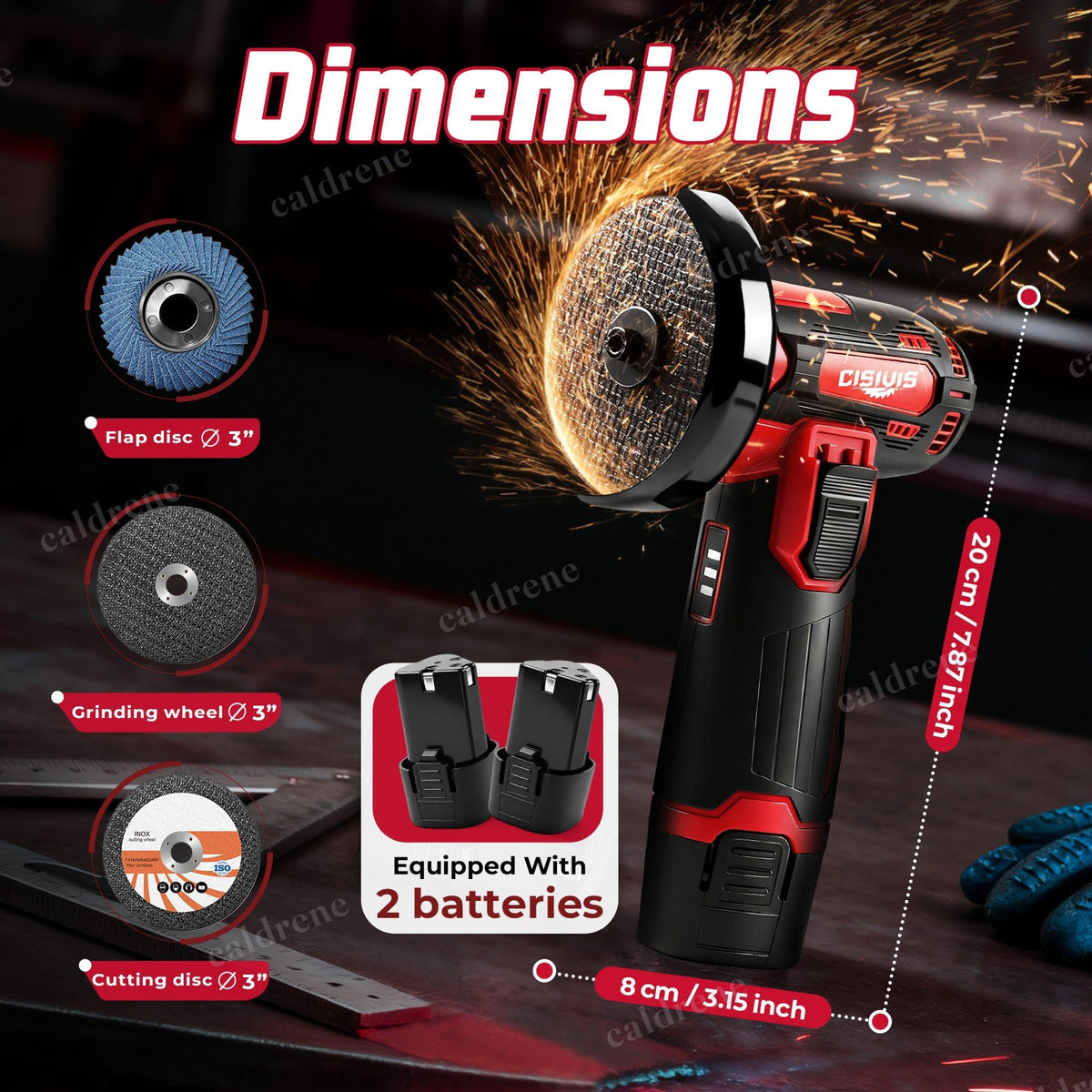 3 Inch 12V Cordless Mini Angle Grinder – view 2