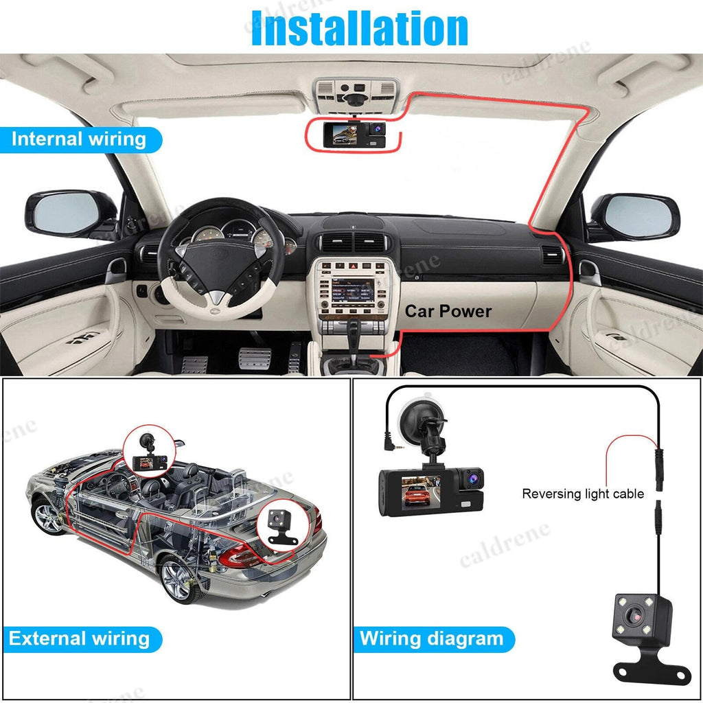 3 Lens 1080P Dash Cam Front, Cabin and Rear with Night Vision – view 10