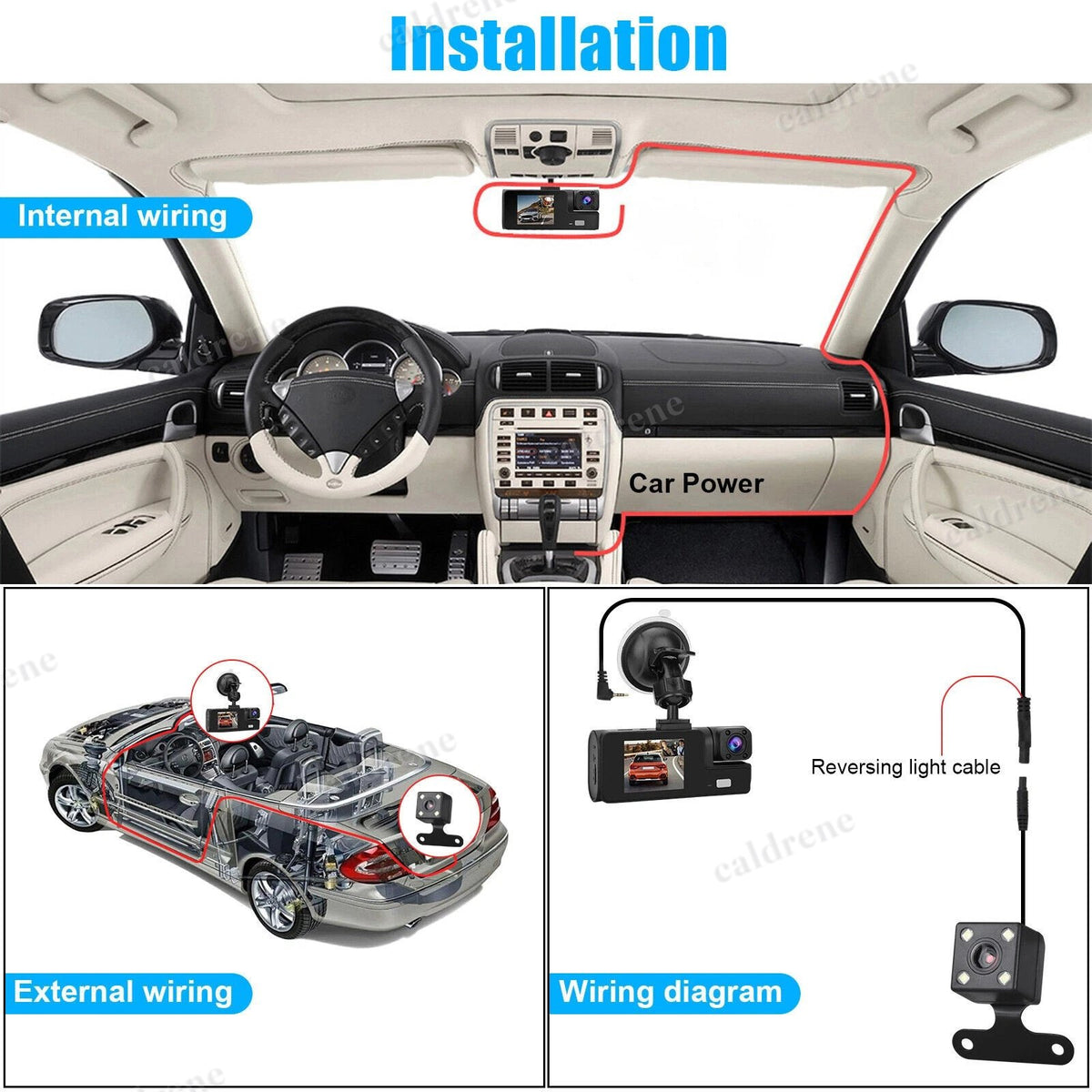 3 Lens 1080P Dash Cam Front, Cabin and Rear with Night Vision – view 10