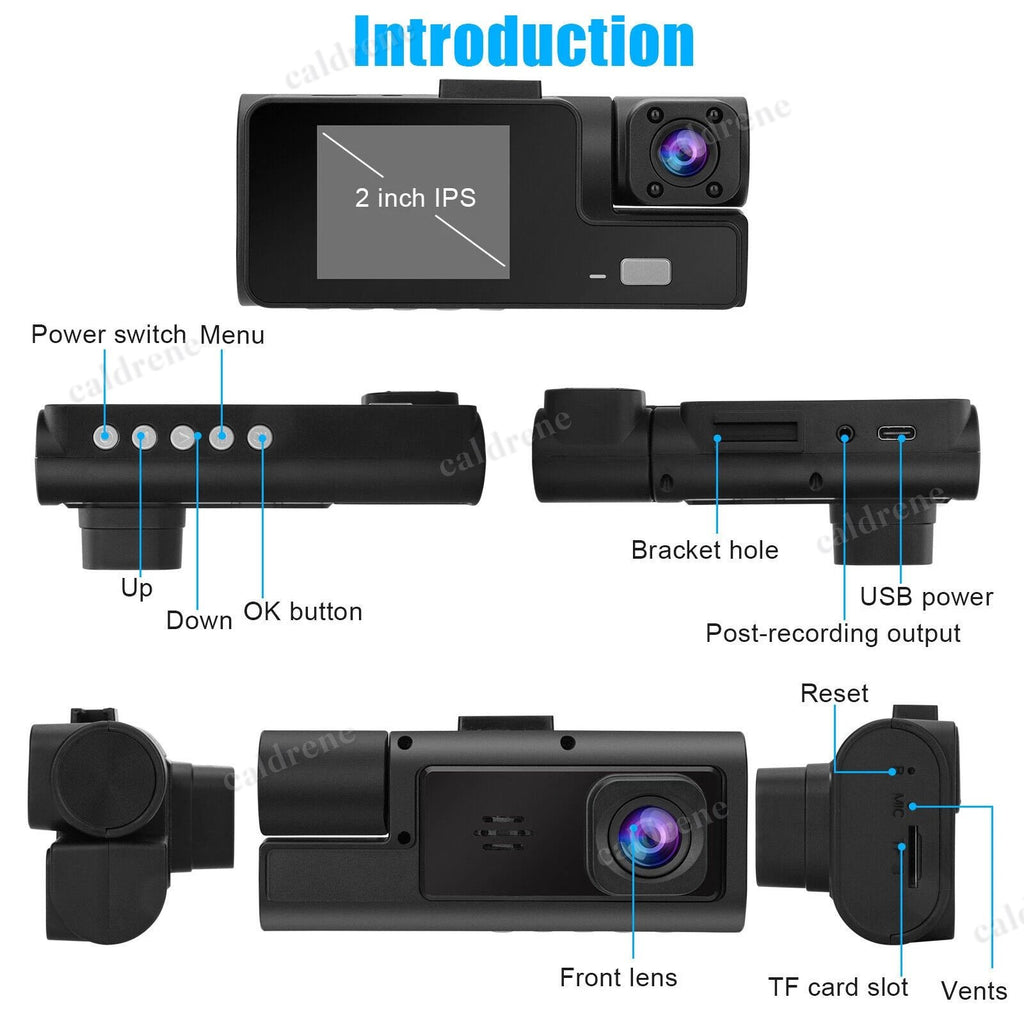 3 Lens Dash Cam 1080P, Front Cabin Rear, Night Vision – view 3