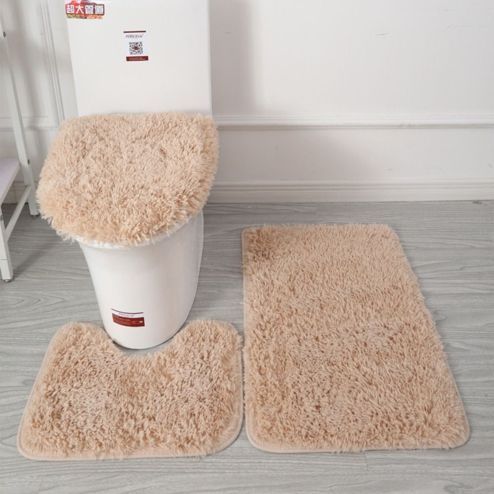 3-Piece Non-Slip Bathroom Rug Set for Comfort and Safety – Camel