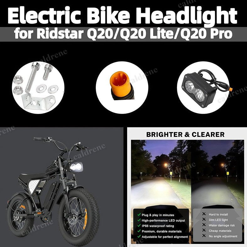 3-Pin Ultra Bright 6500K LED Ebike Headlight for Ridstar Q20 – view 2