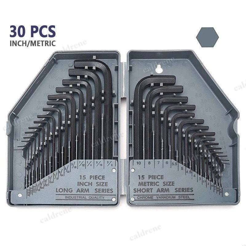 30 Piece Hex Key Allen Wrench Set Inch and Metric with Case – view 2