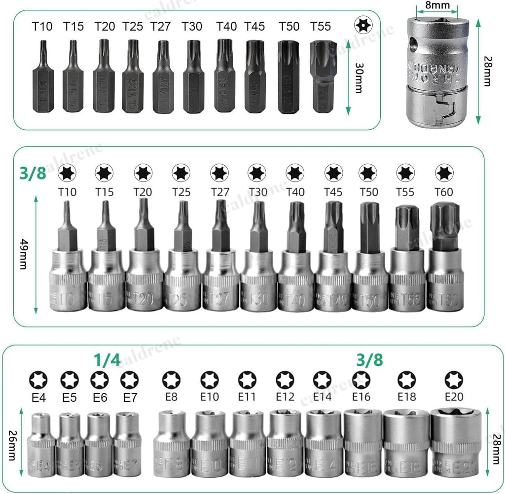 34 Piece Torx Star Socket and Bit Set, 3/8 Drive – view 7
