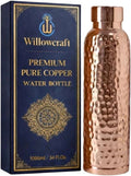 34oz Handmade Hammered Pure Copper Water Bottle