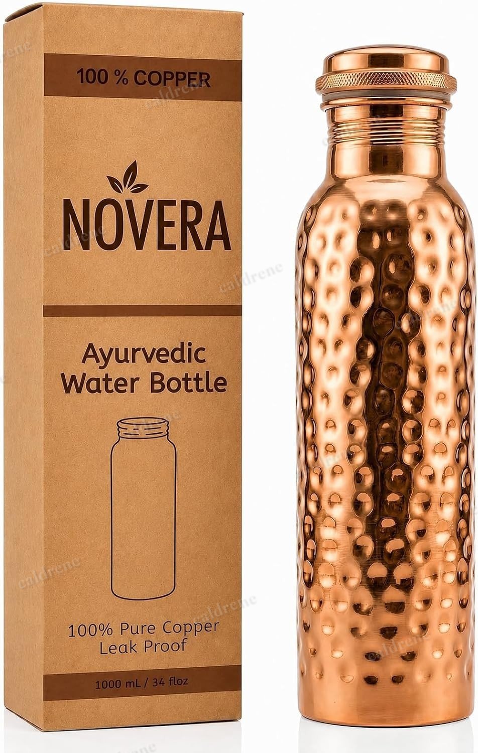 34oz Handmade Hammered Pure Copper Water Bottle – view 2