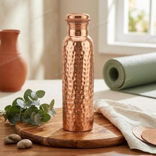 34oz Handmade Hammered Pure Copper Water Bottle – view 3