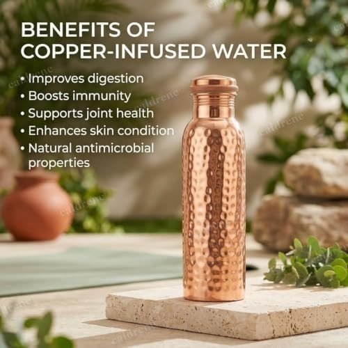 34oz Handmade Hammered Pure Copper Water Bottle – view 6