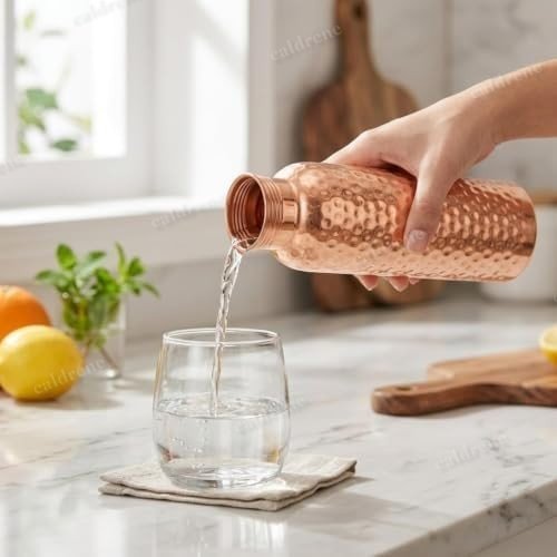 34oz Handmade Hammered Pure Copper Water Bottle – view 7