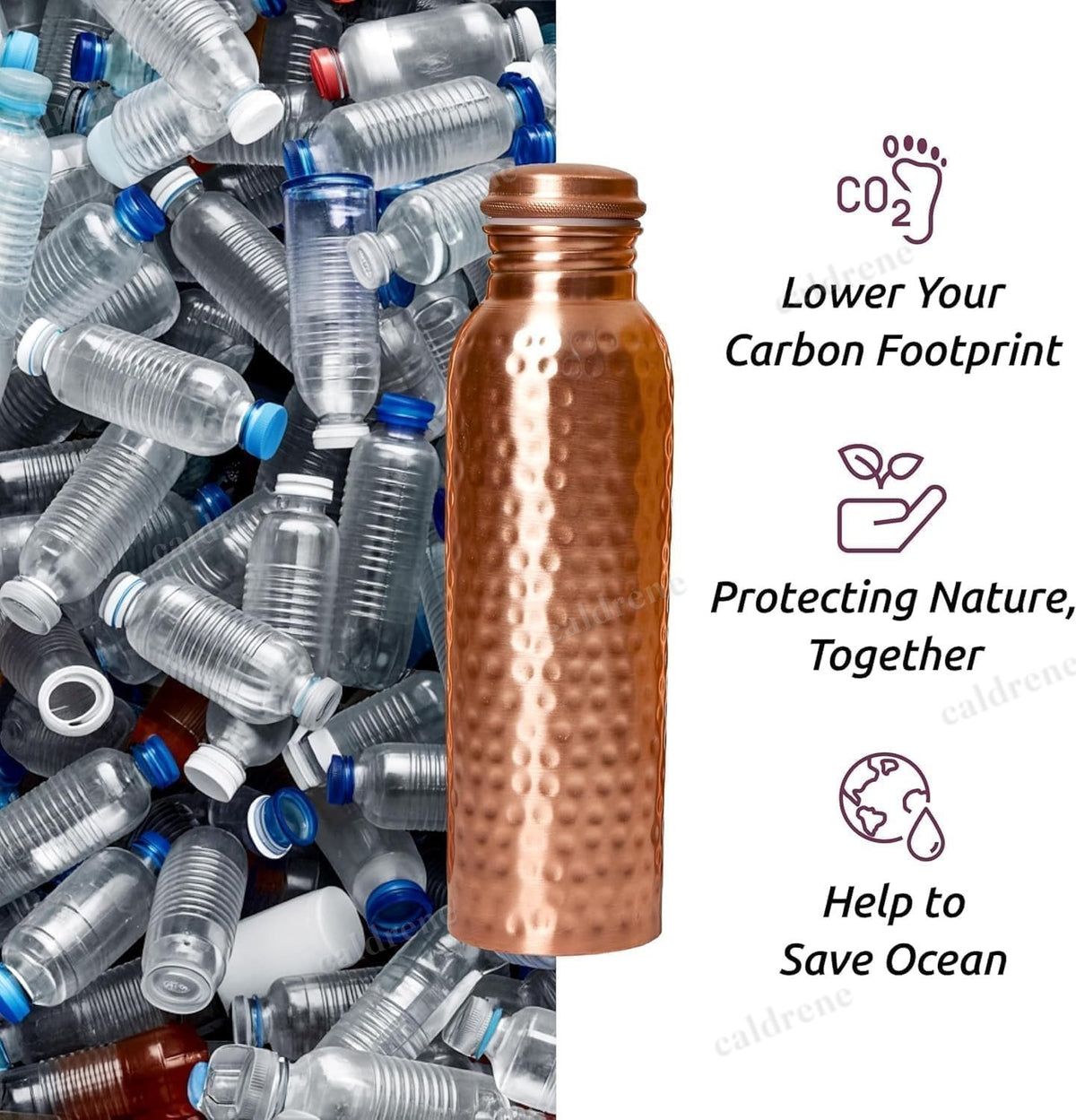 34oz Handmade Hammered Pure Copper Water Bottle – view 9
