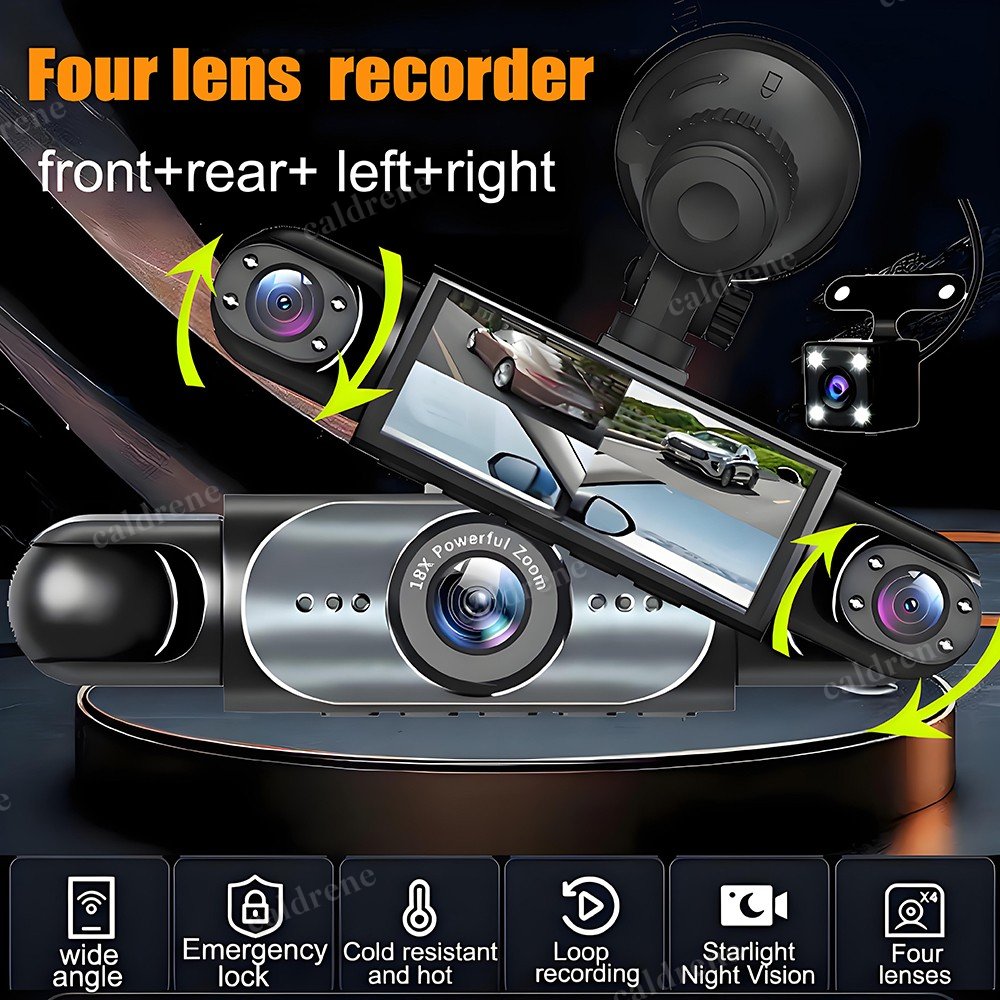 360 Degree 4 Channel 1080P Dash Cam Front Rear Inside – view 5