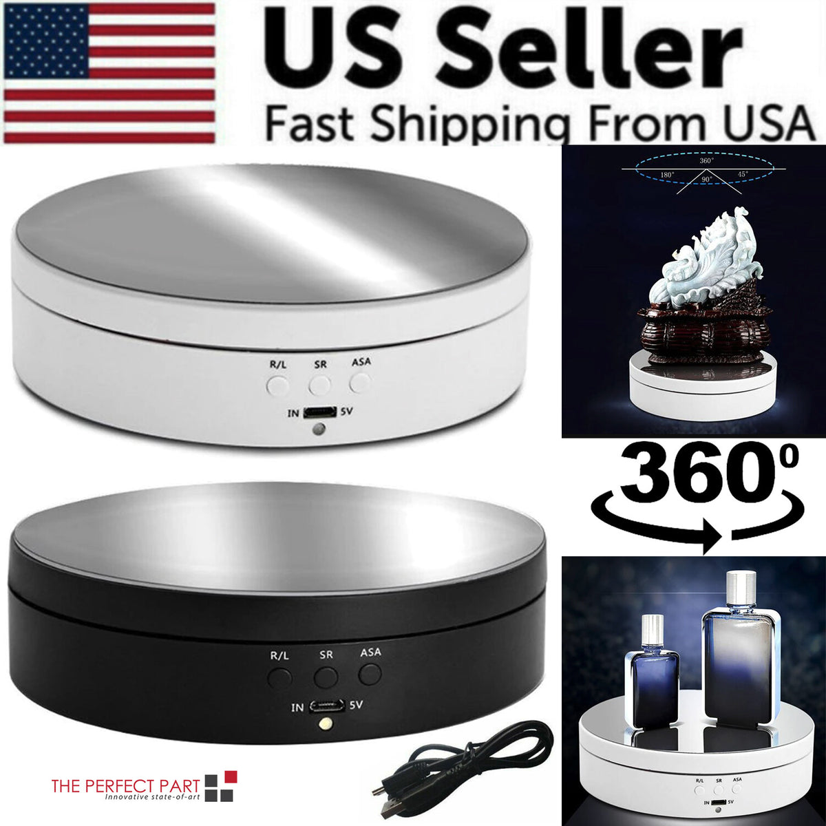 360 Degree Motorized Rotating Display Stand for Jewelry and Photos