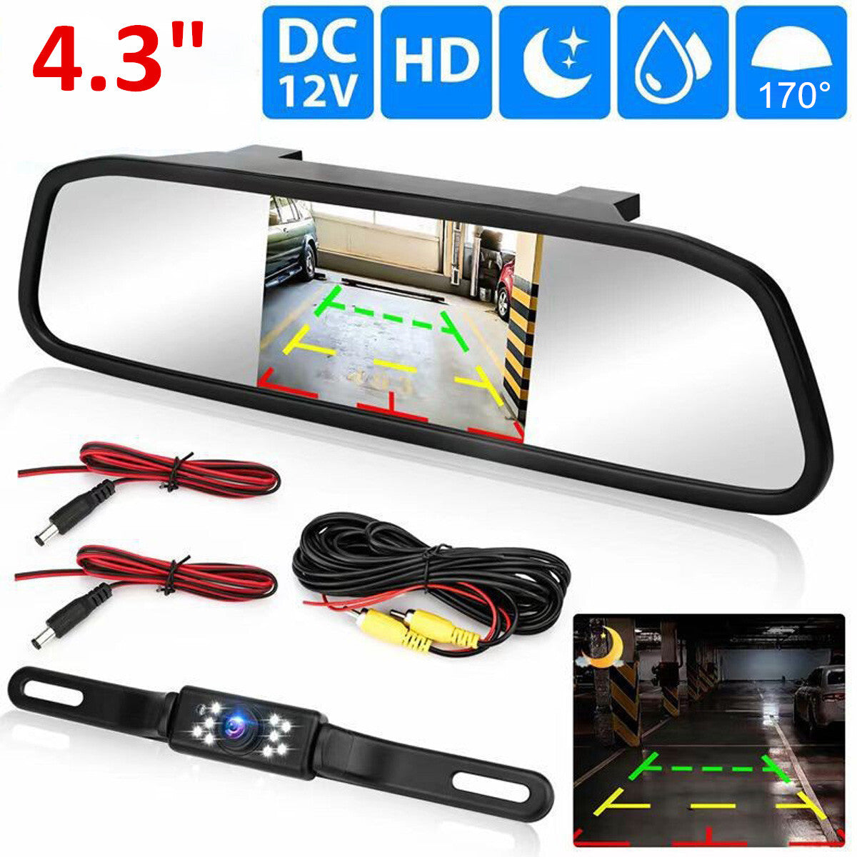 4.3 Inch Backup Camera Mirror Kit