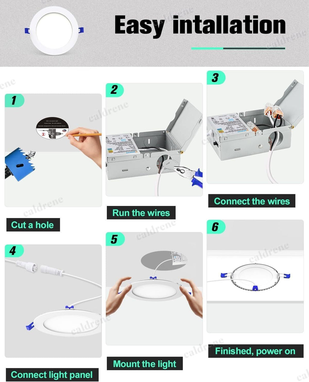 4 Inch Recessed LED Ceiling Light, 5CCT Dimmable with Junction Box – view 5