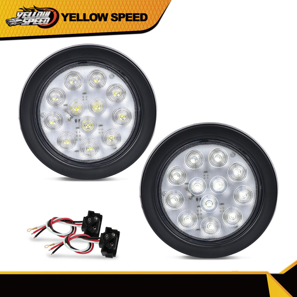 4 Inch Round 12 LED Reverse Backup Lights for Trailer and Truck, 2 Pack