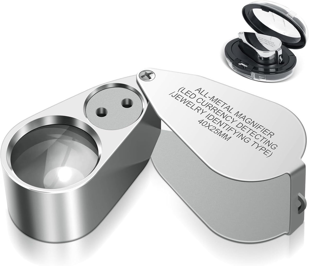 40X Jewelers Loupe Magnifier with LED & UV Light