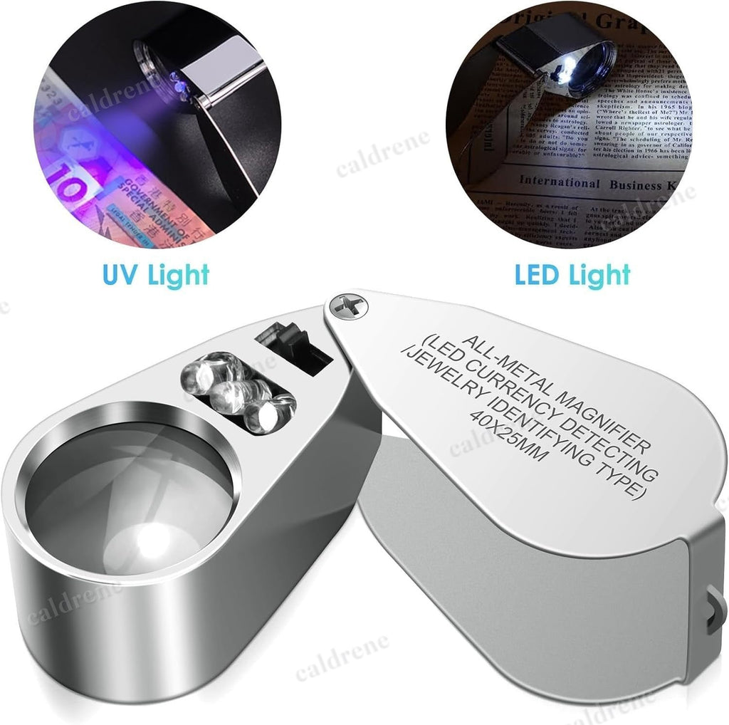 40X Jewelers Loupe Magnifier with LED & UV Light – view 2