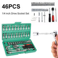 48 Piece 1/4 Drive Socket Wrench Set Metric Ratchet Kit