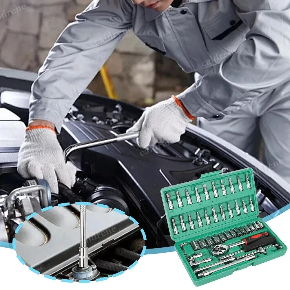 48 Piece 1/4 Drive Socket Wrench Set Metric Ratchet Kit – view 10