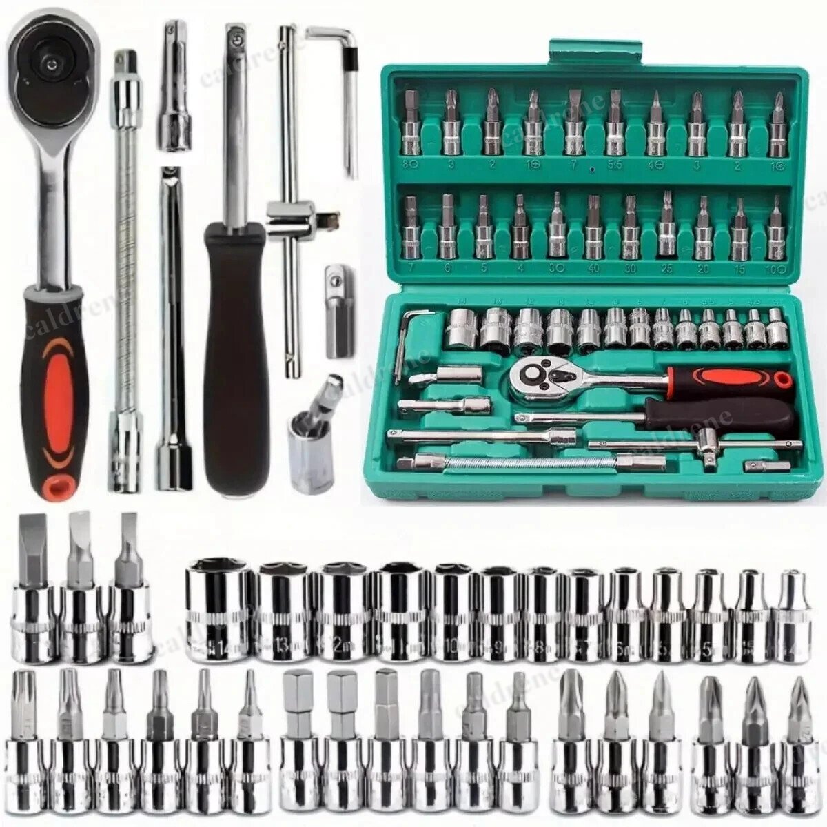 48 Piece 1/4 Drive Socket Wrench Set Metric Ratchet Kit – view 3
