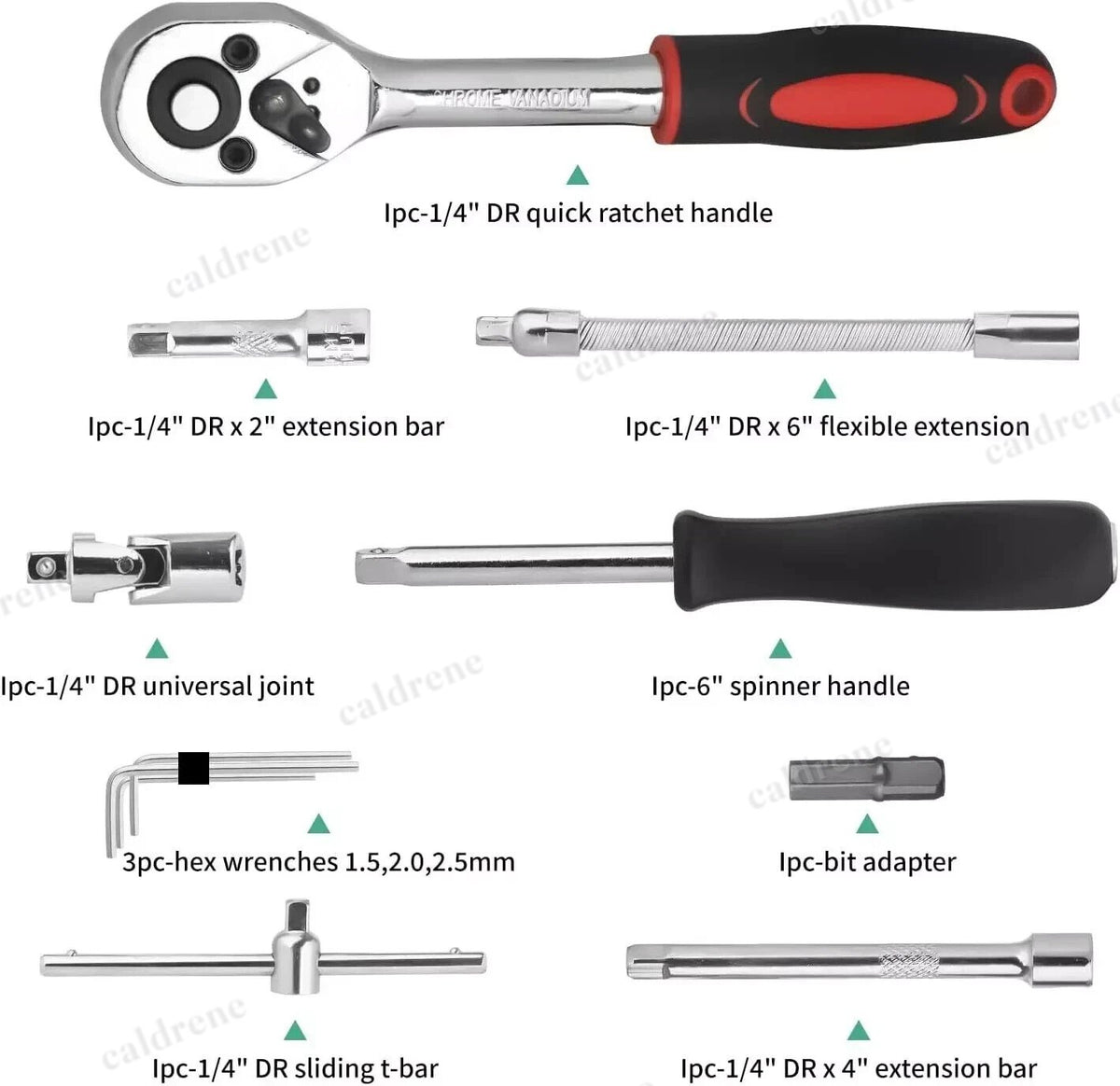 48 Piece 1/4 Drive Socket Wrench Set Metric Ratchet Kit – view 5
