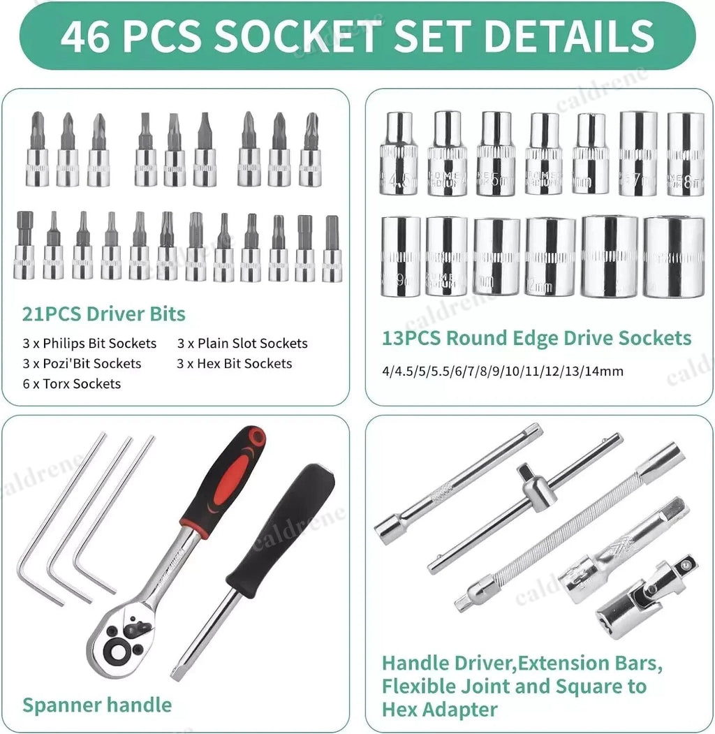 48 Piece 1/4 Drive Socket Wrench Set Metric Ratchet Kit – view 6