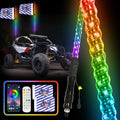 4FT RGB LED Whip Lights with Flag, Remote and App, Pair