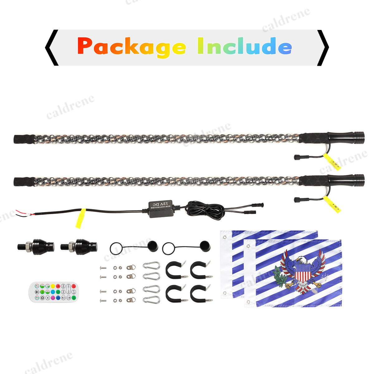 4FT RGB LED Whip Lights with Flag, Remote and App, Pair – view 7