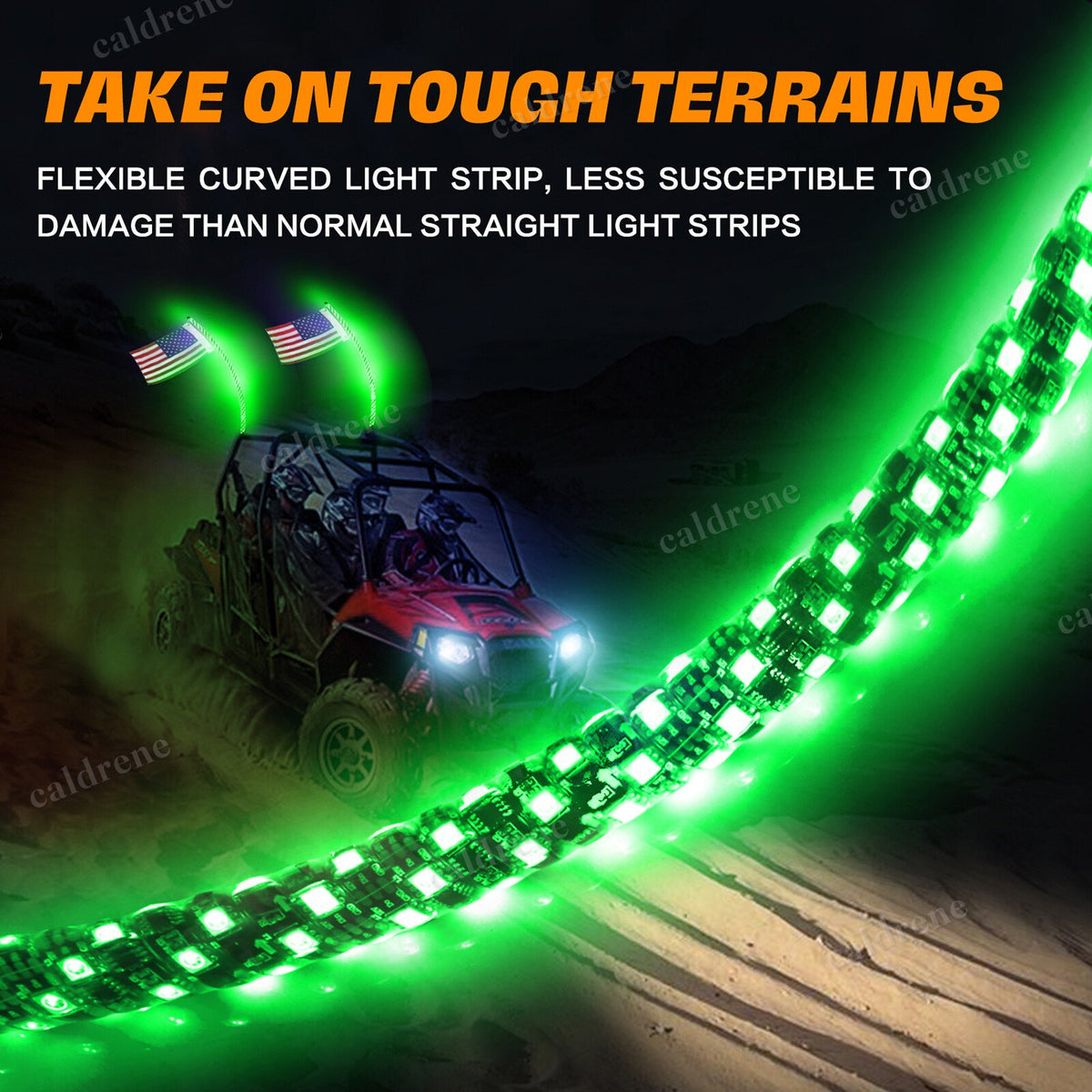 4FT RGB LED Whip Lights with Flag, Remote and App, Pair – view 8