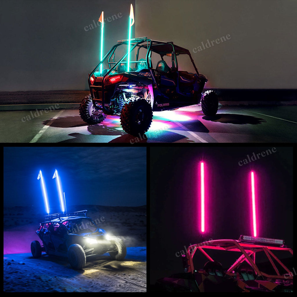 4FT RGB LED Whip Lights with Flag, Remote and App, Pair – view 9