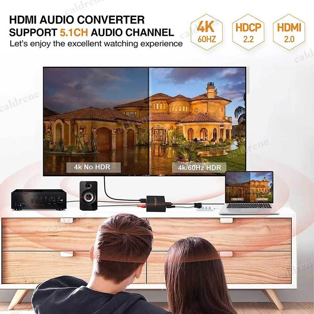 4K 60Hz HDMI to HDMI & Optical Audio Splitter Extractor – view 2