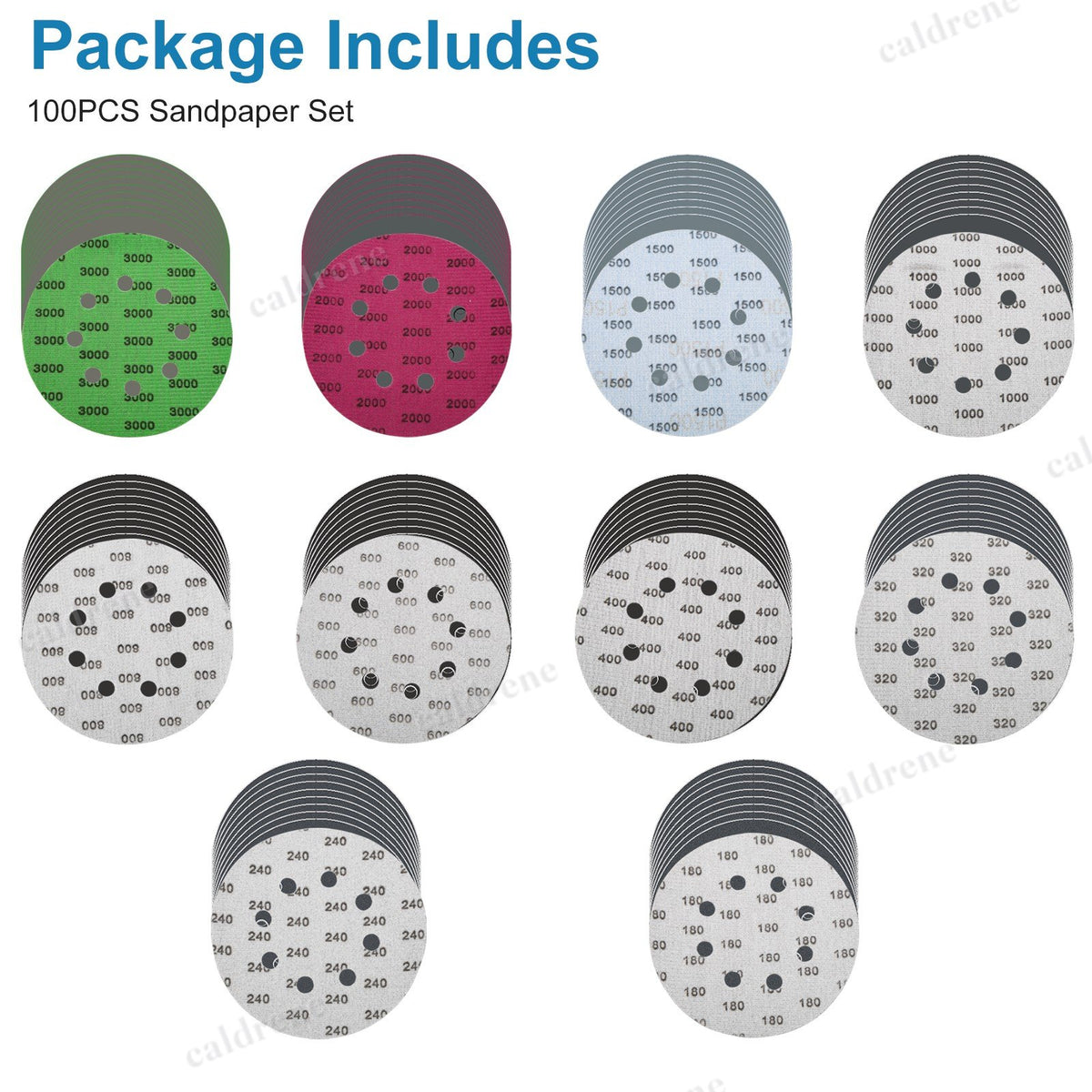 5 Inch Hook and Loop Sanding Disc Set, 100 Pieces – view 10