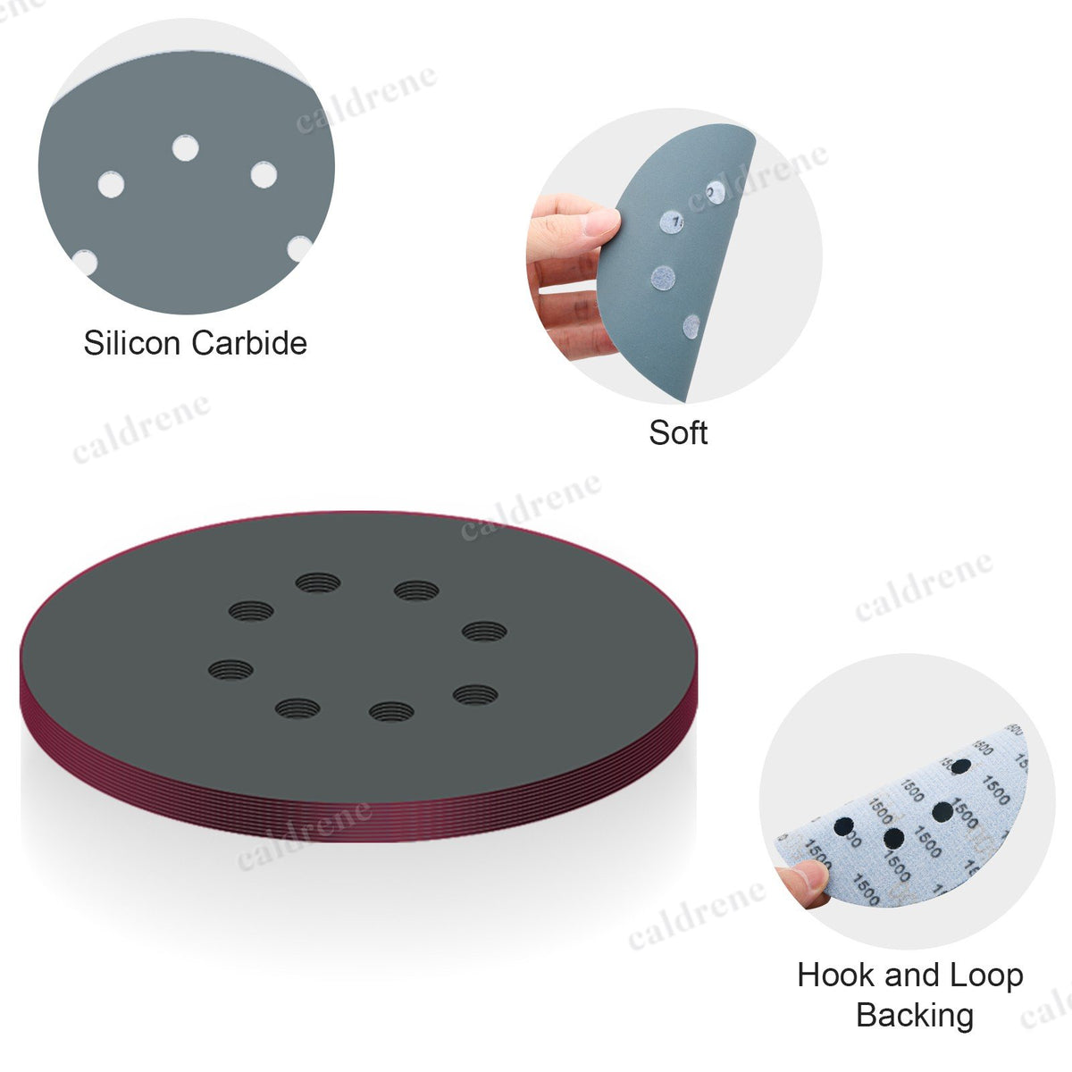 5 Inch Hook and Loop Sanding Disc Set, 100 Pieces – view 3