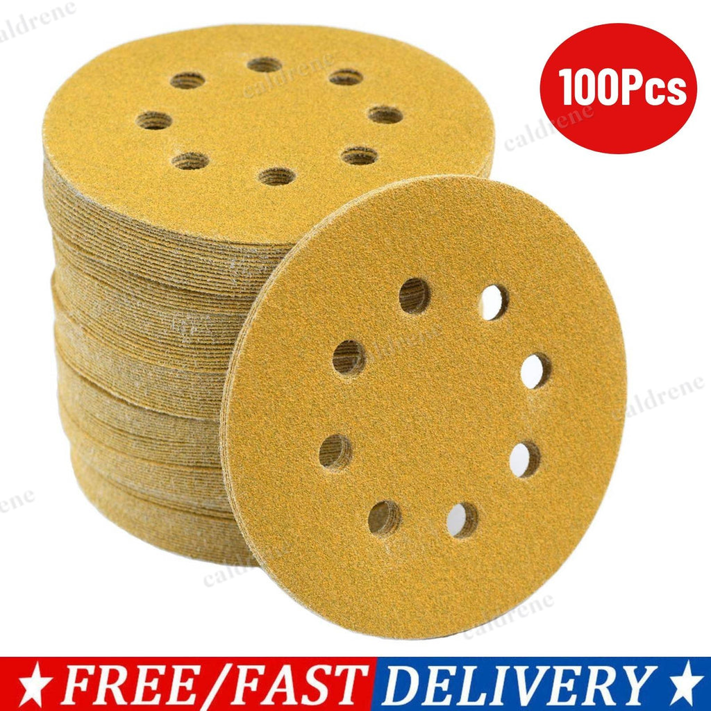 5 Inch Hook and Loop Sanding Discs, 8-Hole, 100 Pack – view 2