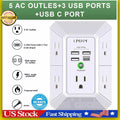 5-Outlet Wall Plug Extender Surge Protector with USB Ports