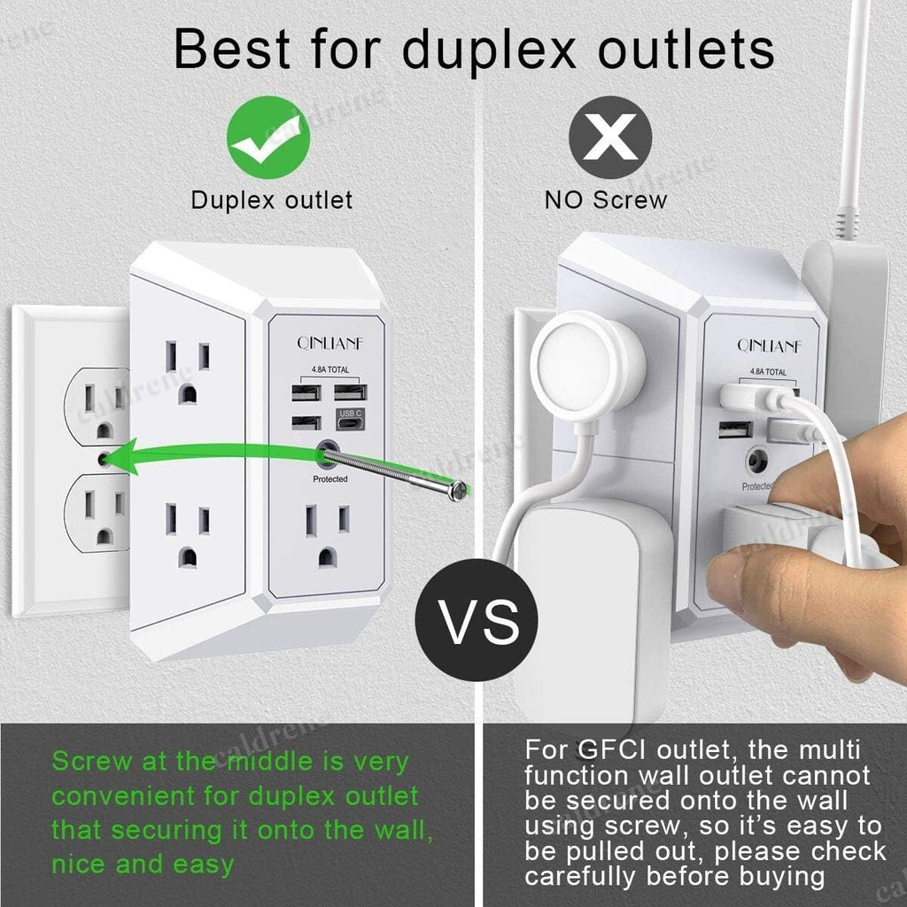 5-Outlet Wall Plug Extender Surge Protector with USB Ports – view 9