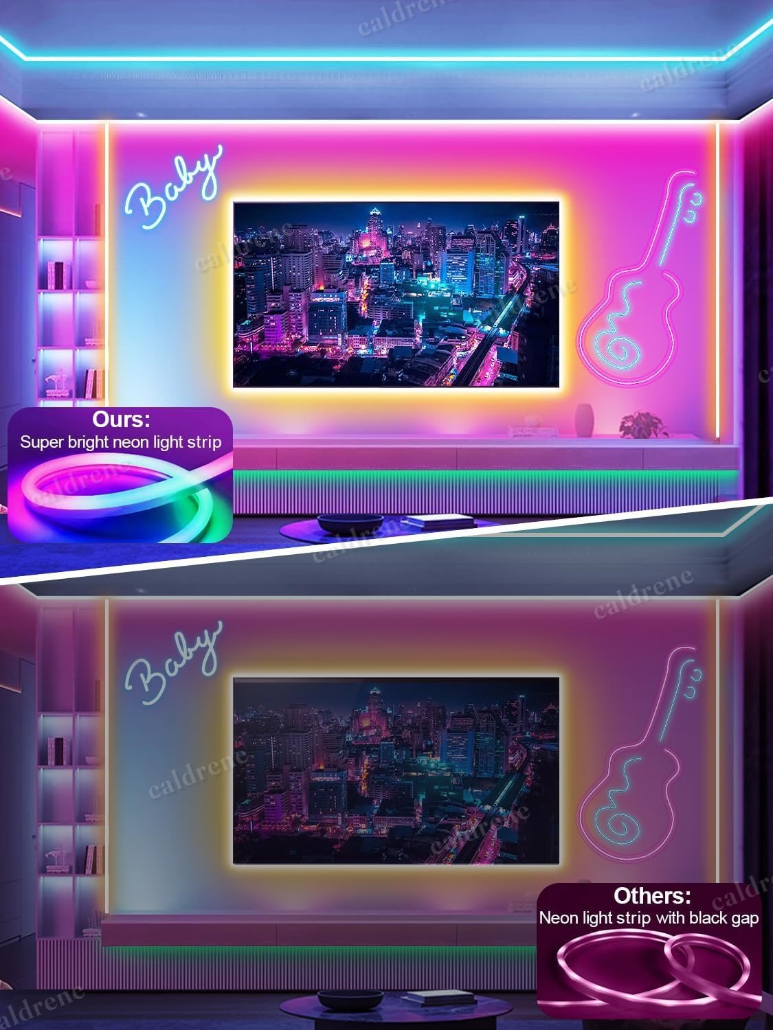 50ft RGB LED Neon Rope Lights with Remote and App – view 2