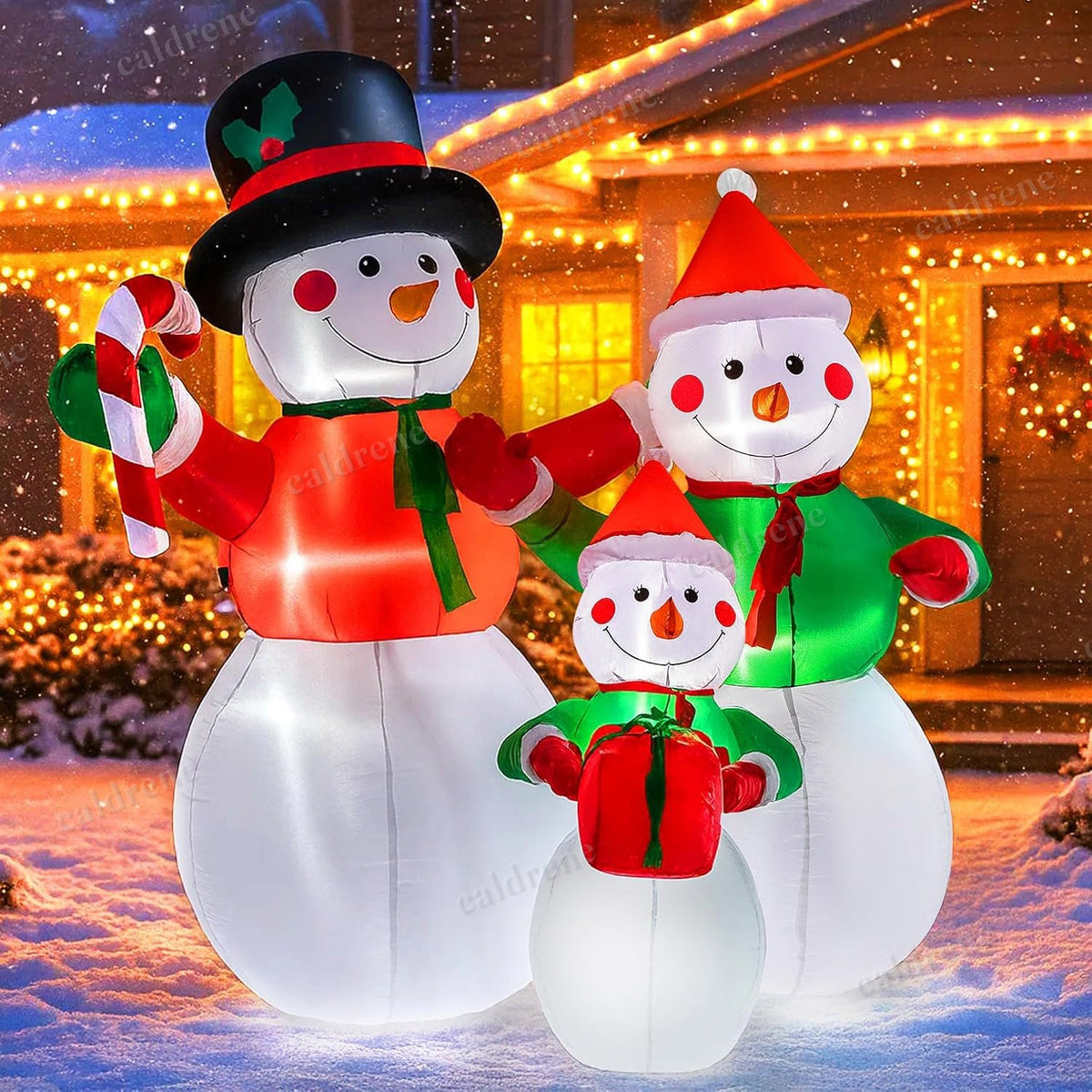 6 FT LED Lighted Inflatable Snowman Family – view 2