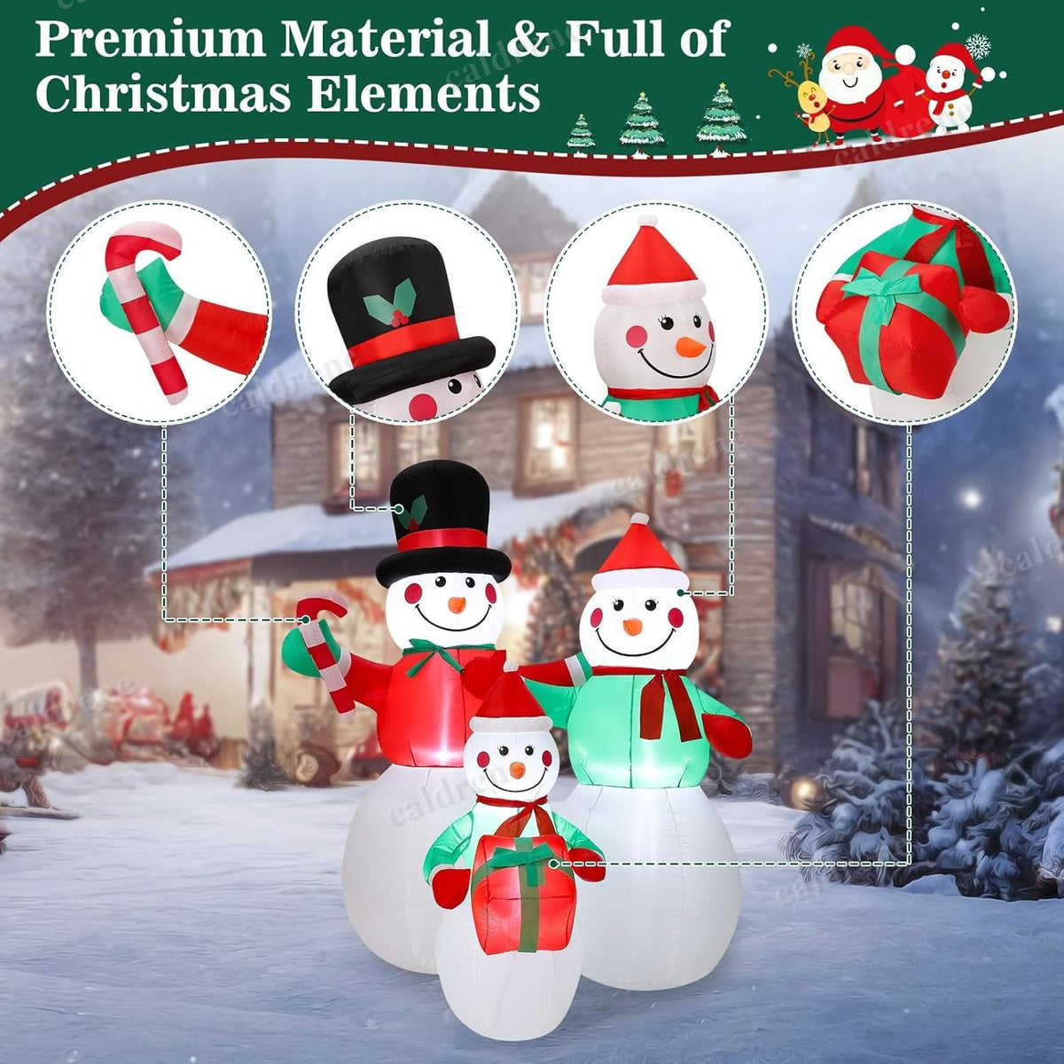 6 FT LED Lighted Inflatable Snowman Family – view 4
