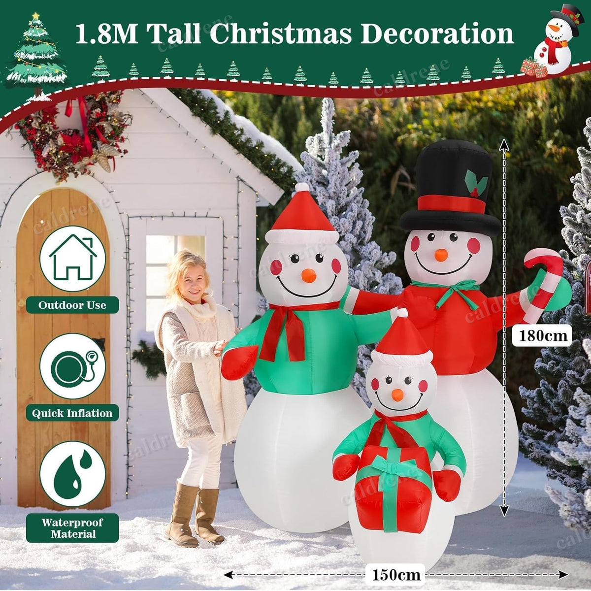 6 FT LED Lighted Inflatable Snowman Family – view 5