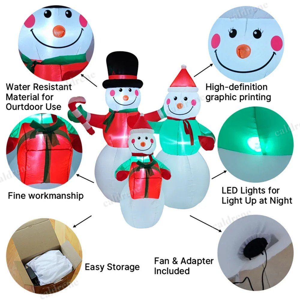 6 FT LED Lighted Inflatable Snowman Family – view 6