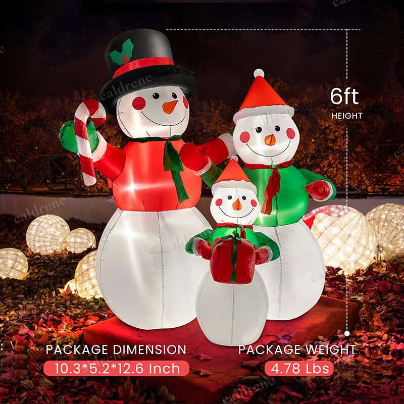 6 FT LED Lighted Inflatable Snowman Family – view 7