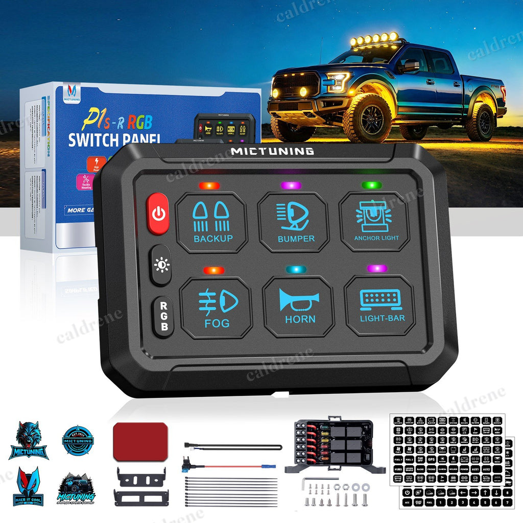 6 Gang RGB LED Rocker Switch Panel, 12/24V, Car and Marine – view 2