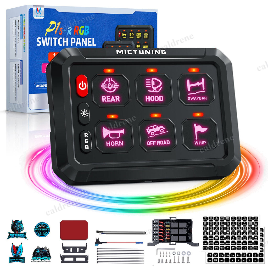 6 Gang RGB LED Rocker Switch Panel, 12/24V, Car and Marine – view 3